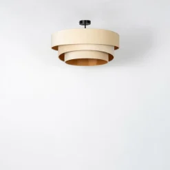 Lindby plafondlamp Jusari, crème, textiel, Ø 56 cm, E27