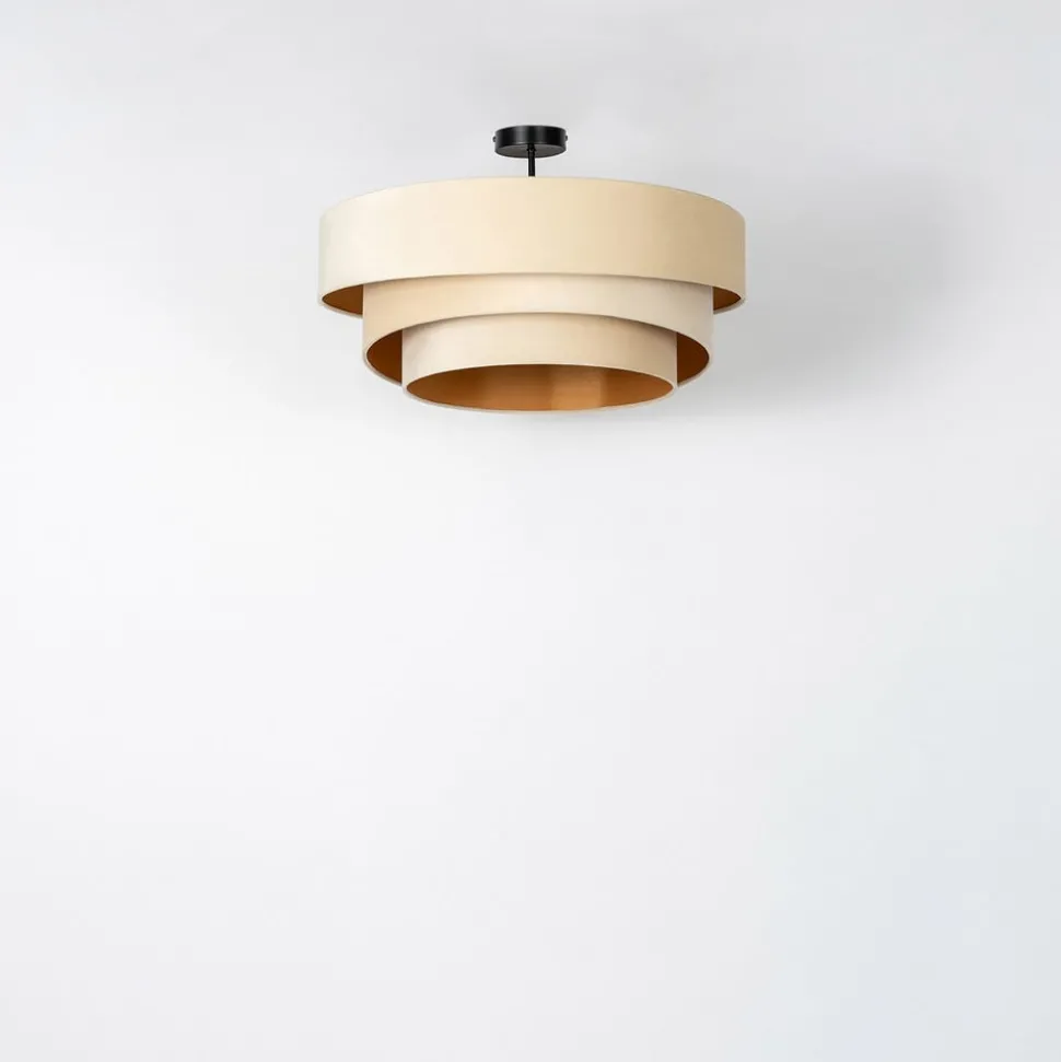 Lindby plafondlamp Jusari, crème, textiel, Ø 56 cm, E27