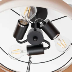 Lindby plafondlamp Jusari, crème, textiel, Ø 56 cm, E27