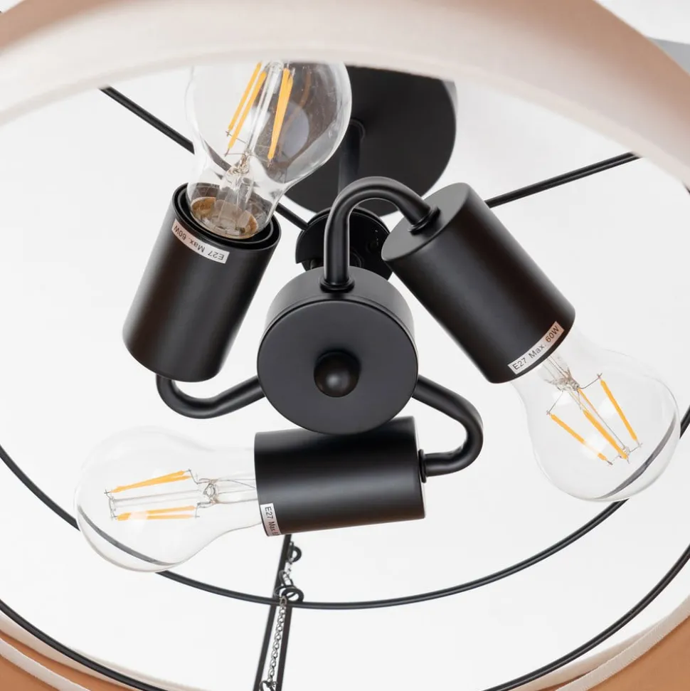 Lindby plafondlamp Jusari, crème, textiel, Ø 56 cm, E27