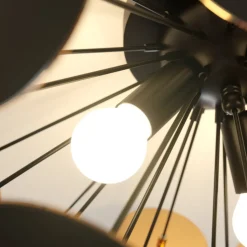 Lindby plafondlamp Kinan, Ø 54 cm, zwart, goud, E14