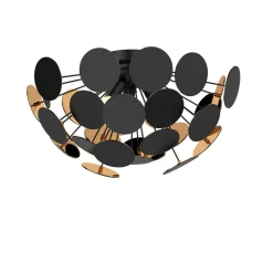 Lindby plafondlamp Kinan, Ø 54 cm, zwart, goud, E14