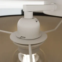 Lindby plafondlamp Laurenz, 3-lamps, grijs, textiel, Ø 63cm