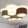 Lindby plafondlamp Laurenz, Ø 99 cm, 6-lamps, grijs/bruin