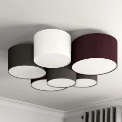 Lindby plafondlamp Laurenz, Ø 99 cm, 6-lamps, grijs/bruin