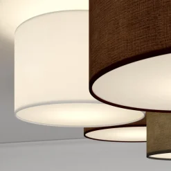 Lindby plafondlamp Laurenz, Ø 99 cm, 6-lamps, grijs/bruin