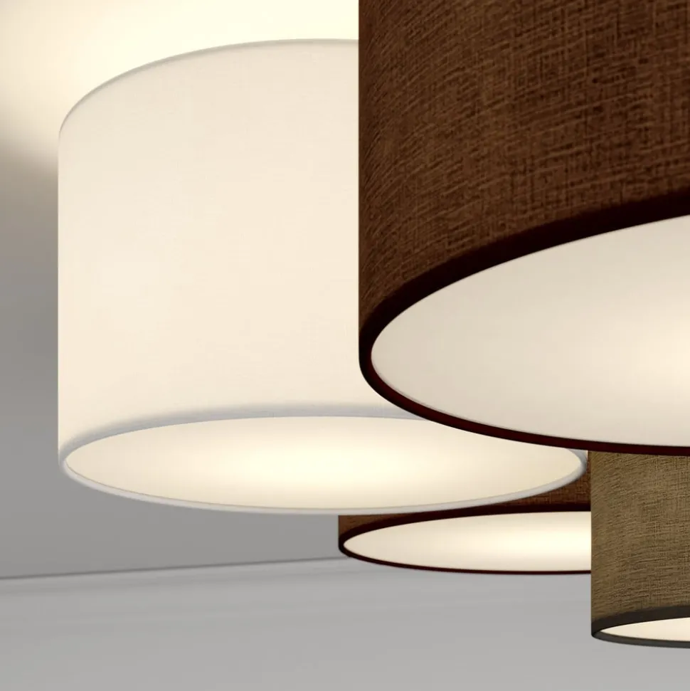 Lindby plafondlamp Laurenz, Ø 99 cm, 6-lamps, grijs/bruin