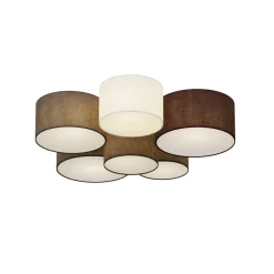 Lindby plafondlamp Laurenz, Ø 99 cm, 6-lamps, grijs/bruin