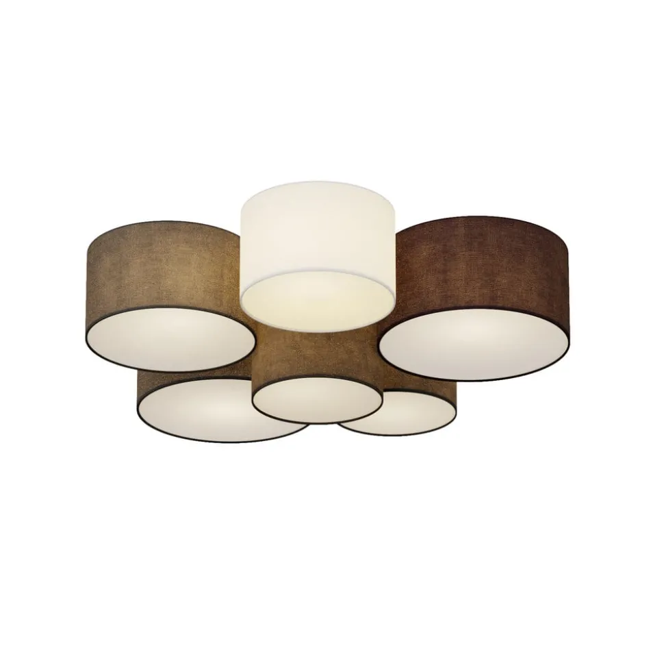 Lindby plafondlamp Laurenz, Ø 99 cm, 6-lamps, grijs/bruin
