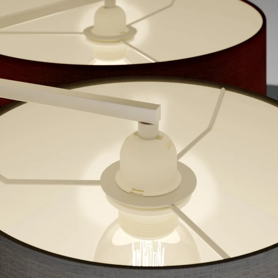 Lindby plafondlamp Laurenz, Ø 99 cm, 6-lamps, grijs/bruin