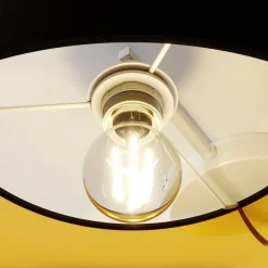 Lindby plafondlamp Laurenz, 3-lamps, zwart/goud, textiel