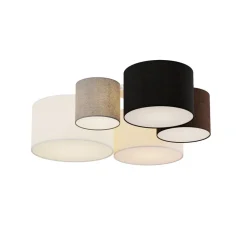 Lindby plafondlamp Laurenz, 5-lamps, 93cm, bruin/beige, E27