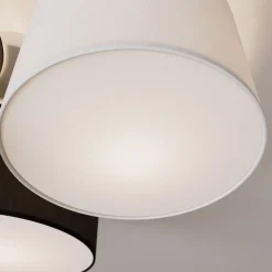 Lindby plafondlamp Laurenz, 3-lamps, grijs/bruin, textiel