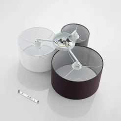 Lindby plafondlamp Laurenz, 3-lamps, grijs/bruin, textiel