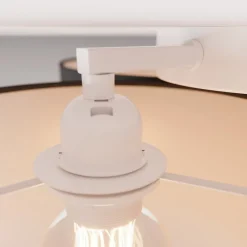 Lindby plafondlamp Laurenz, 3-lamps, grijs/bruin, textiel