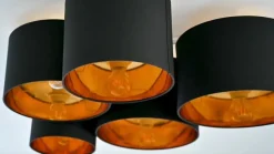 Lindby plafondlamp Laurenz, 5-lamps, 83cm zwart/goud