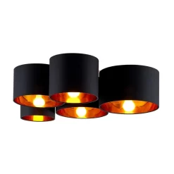 Lindby plafondlamp Laurenz, 5-lamps, 83cm zwart/goud