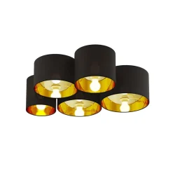 Lindby plafondlamp Laurenz, 5-lamps, 83cm zwart/goud