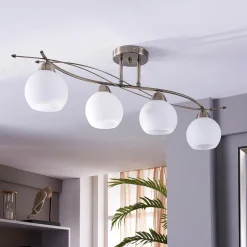 Lindby plafondlamp Leanda, 80 cm, 4-lamps, metaal, glas