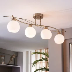 Lindby plafondlamp Leanda, 80 cm, 4-lamps, metaal, glas