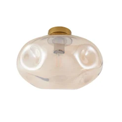 Lindby plafondlamp Lelia, amber, glas, Ø 35 cm