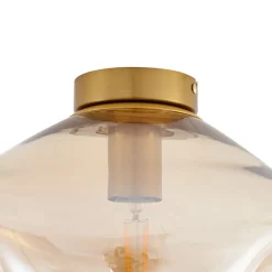 Lindby plafondlamp Lelia, amber, glas, Ø 35 cm