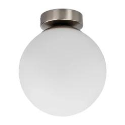 Lindby plafondlamp Lennie, wit, glas, Ø 20 cm, IP44, E27