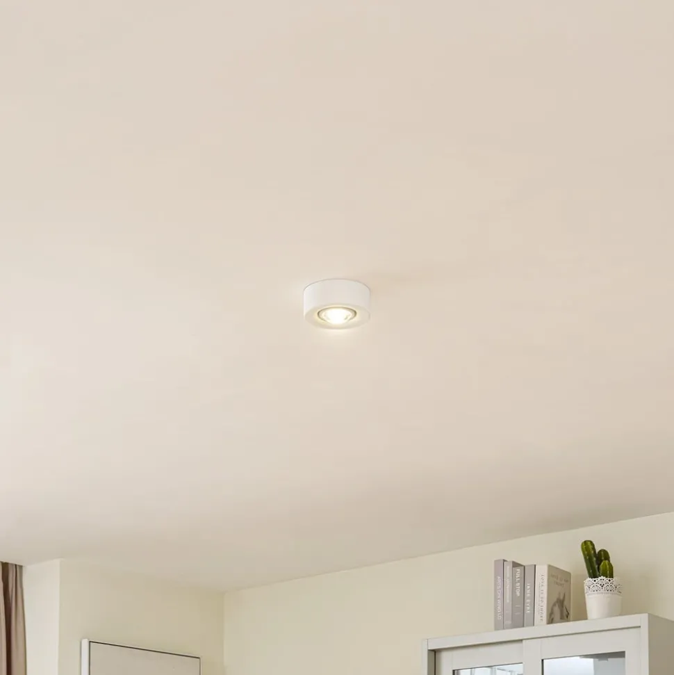 Lindby plafondlamp Levia, 1-lamp, Ø 14 cm, wit, gips