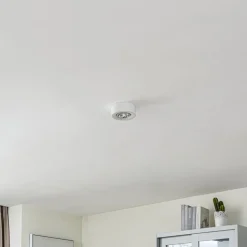 Lindby plafondlamp Levia, 1-lamp, Ø 14 cm, wit, gips