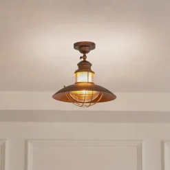 Lindby plafondlamp Louisanne, bruin, metaal, Ø 35cm