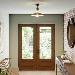 Lindby plafondlamp Louisanne, bruin, metaal, Ø 35cm