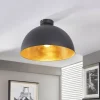 Lindby plafondlamp Lya, Ø 40 cm, zwart-goud, metaal