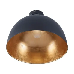 Lindby plafondlamp Lya, Ø 40 cm, zwart-goud, metaal
