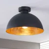 Lindby plafondlamp Lya, Ø 31 cm, zwart-goud, metaal, E27