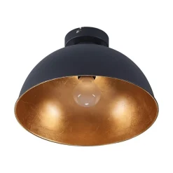 Lindby plafondlamp Lya, Ø 31 cm, zwart-goud, metaal, E27