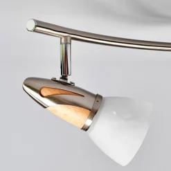 Lindby plafondlamp Marena, 4-lamps, glas, hout, 83 cm lang