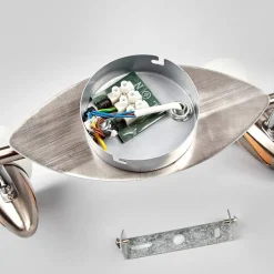 Lindby plafondlamp Marena, 4-lamps, glas, hout, 83 cm lang