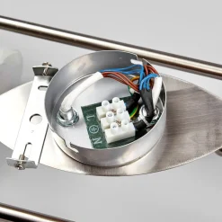 Lindby plafondlamp Marena, 6-lamps, glas, hout, 180 cm lang