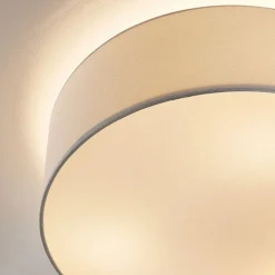 Lindby plafondlamp Mariat, wit, linnen, Ø 45 cm, E27