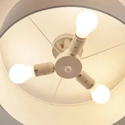 Lindby plafondlamp Mariat, wit, linnen, Ø 45 cm, E27