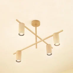 Lindby plafondlamp Marilou, beige, 4-lamps, Ø 70 cm