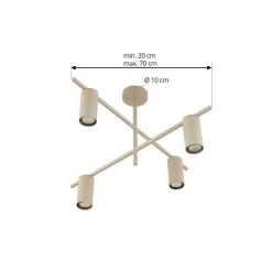 Lindby plafondlamp Marilou, beige, 4-lamps, Ø 70 cm