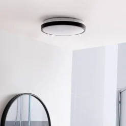 Lindby plafondlamp Medon Ø 29 cm zwart kunststof IP44