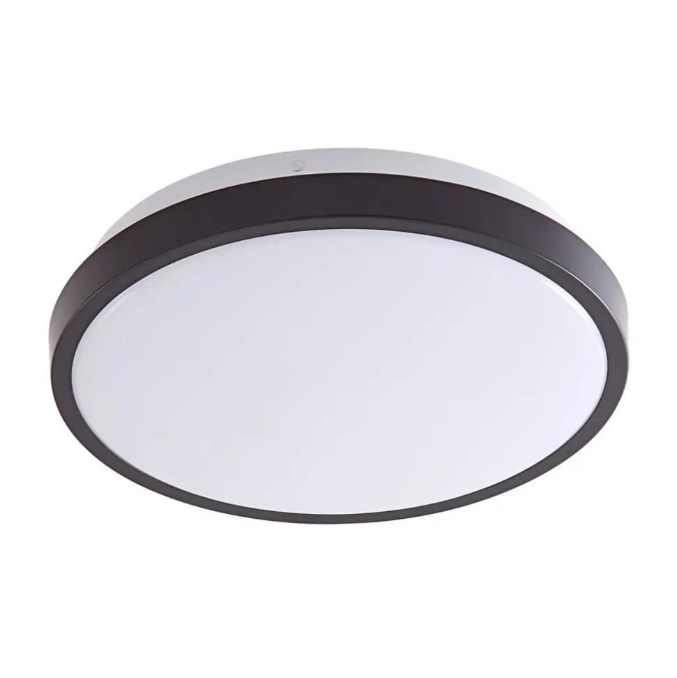 Lindby plafondlamp Medon Ø 29 cm zwart kunststof IP44