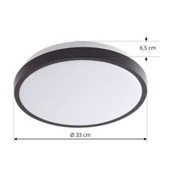 Lindby plafondlamp Medon Ø 29 cm zwart kunststof IP44
