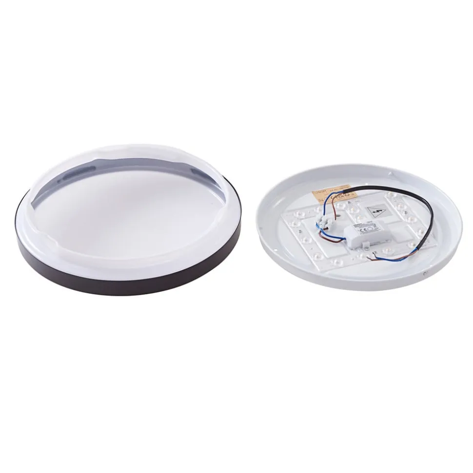 Lindby plafondlamp Medon Ø 29 cm zwart kunststof IP44