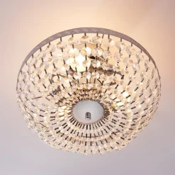 Lindby plafondlamp Mondriaan, 35 cm, chroom, kristal