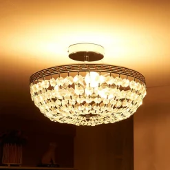 Lindby plafondlamp Mondriaan, 35 cm, chroom, kristal