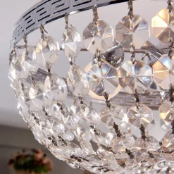 Lindby plafondlamp Mondriaan, 35 cm, chroom, kristal