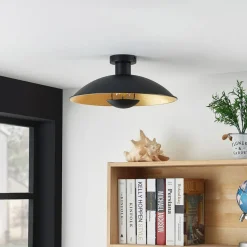 Lindby plafondlamp Narisara, Ø 40 cm, E27, zwart-goud